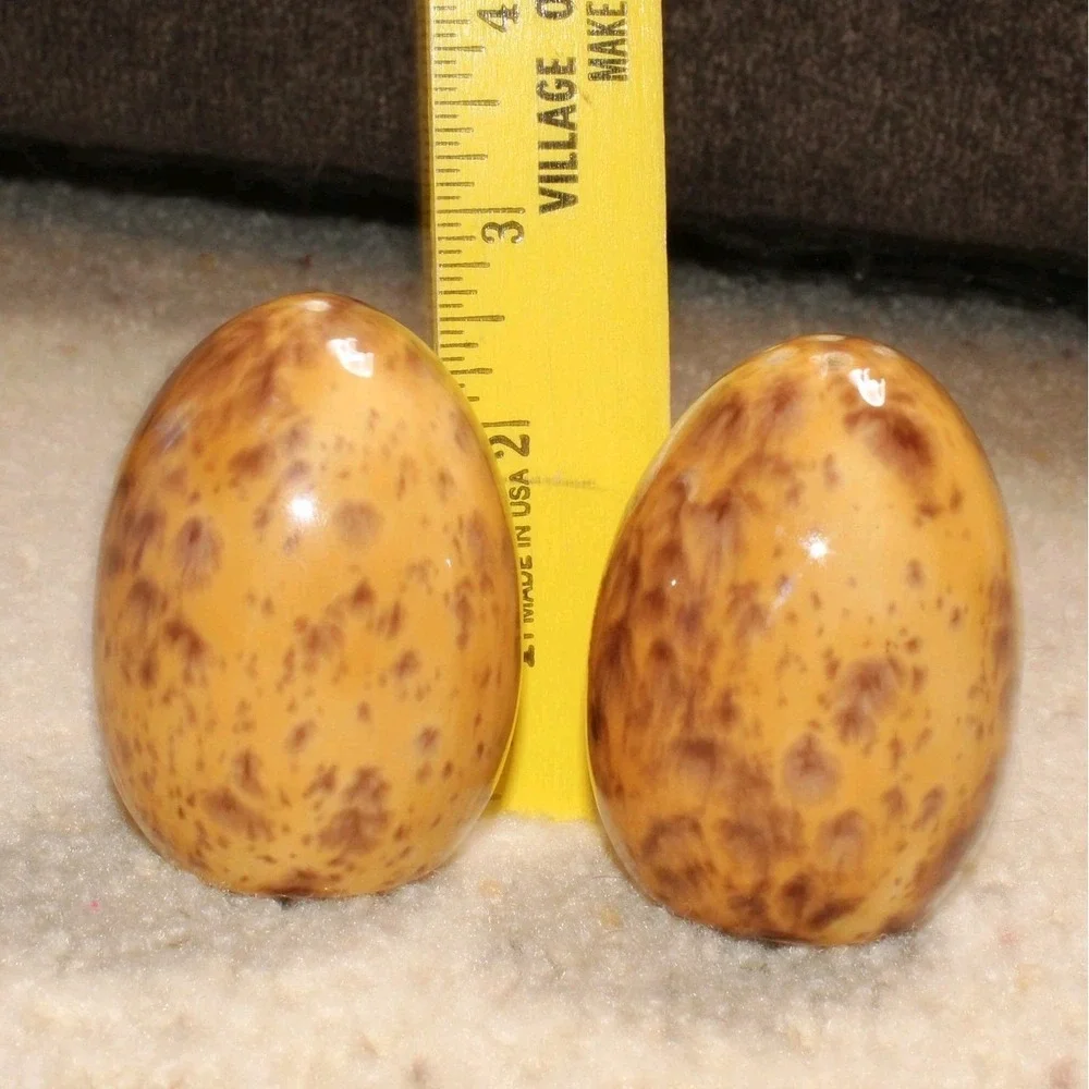 Ceramic Egg Shaped Speckled Salt and Pepper Shakers Set Kitchen Decor